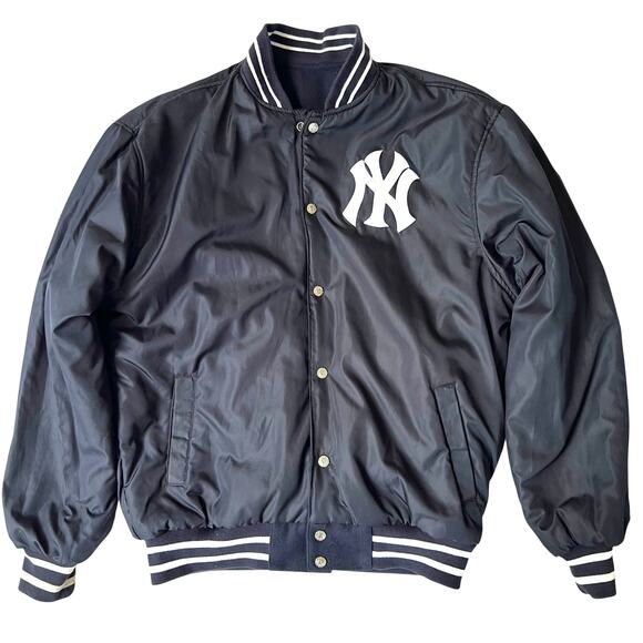 Vintage 1990s New York Yankees Reversible Varsity Jacket by JH Design –Sz Medium - Picture 3 of 16